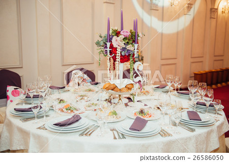 table set for wedding or another catered event 26586050