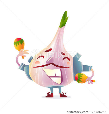 Garlic character in torero clothes smiling wildly 26586736