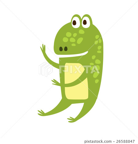Frog Sitting Like Human Flat Cartoon Green Frog Sitting Like Human Flat Cartoon Green 26588847