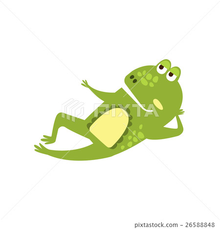 Frog Laying Down Preaching Flat Cartoon Green Frog Laying Down Preaching Flat Cartoon Green 26588848