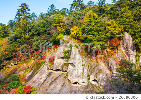 Natta-ji寺廟岩層秋季葉子 26590300