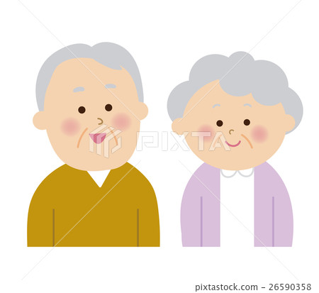 Stock Illustration: elderly couple, old couple, middle and old aged