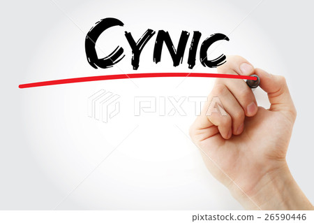 Hand writing Cynic with marker 26590446