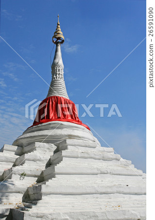 Thai Pagoda with red cloth Thai Pagoda with red cloth 26591090