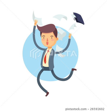 Happy Businessman Throw His Bag Away Happy Businessman Throw His Bag Away 26591602