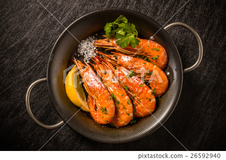 Shrimp Teppanyaki Spanish cuisine Gambas a la plancha spanish food Shrimp Teppanyaki Spanish cuisine Gambas a la plancha spanish food 26592940