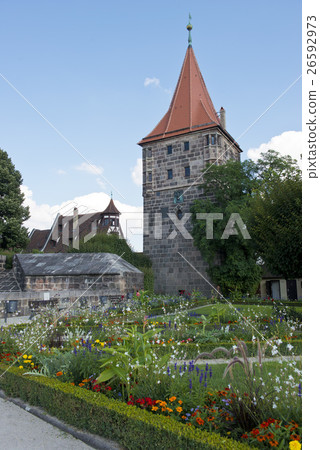 Gardens and medieval Tower in Nuremberg 26592973