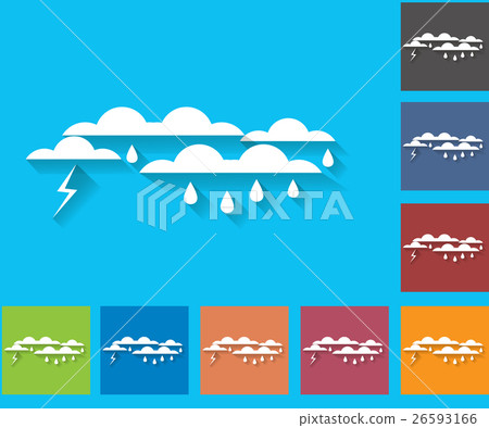Weather set of icons in a flat style. Storm. Rain -插圖素材 [26593166 ...