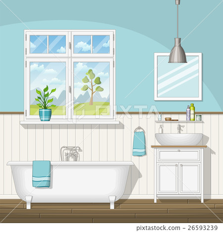 Illustration of interior equipment of a bathroom 26593239