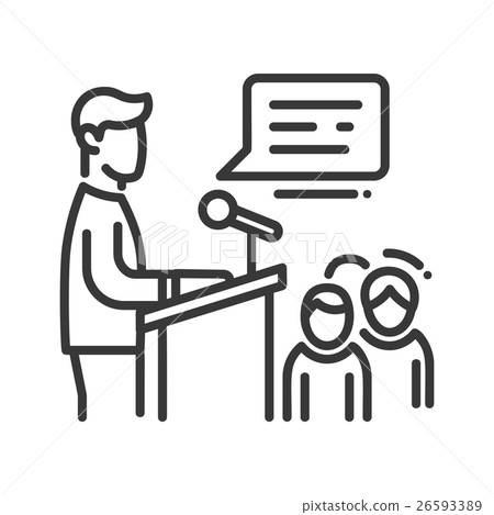 Public Speaker - line design single isolated icon 26593389