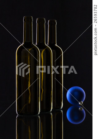 Silhouette of elegant wine bottles  26593782