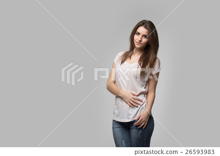 Portrait of beautiful brunette woman with natural Portrait of beautiful brunette woman with natural 26593983