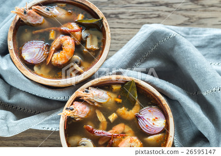 Two bowls of thai tom yum soup Two bowls of thai tom yum soup 26595147