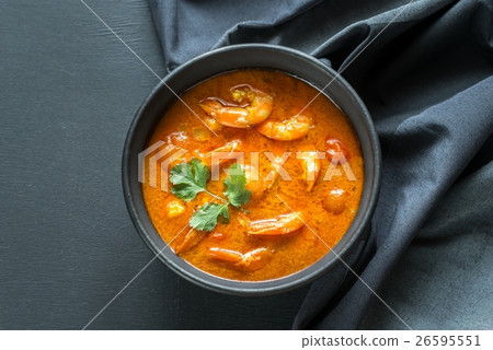 Bowl of thai yellow curry with seafood Bowl of thai yellow curry with seafood 26595551