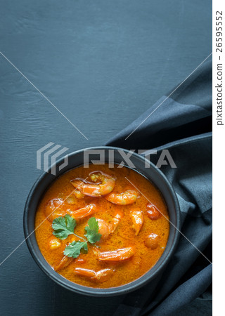 Bowl of thai yellow curry with seafood Bowl of thai yellow curry with seafood 26595552