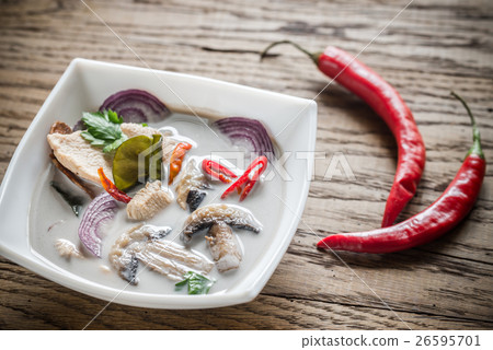 Bowl of thai tom kha kai soup 26595701