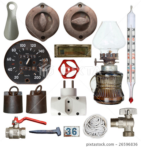 Objects and tools on white background Objects and tools on white background 26596836
