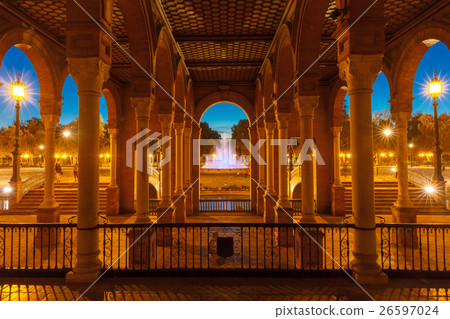 Plaza de Espana at night in Seville, Spain 26597024