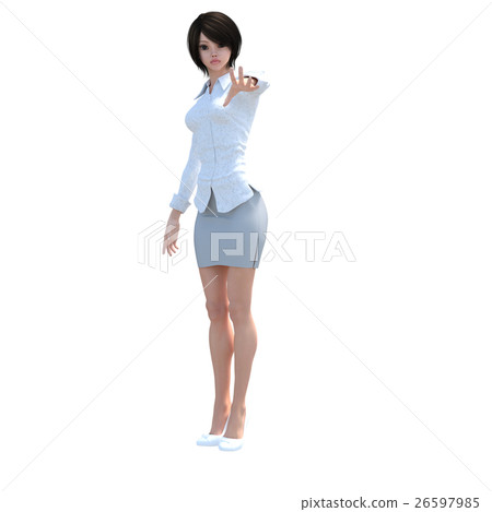 White shirt female business woman perming3DCG illustrations material 26597985