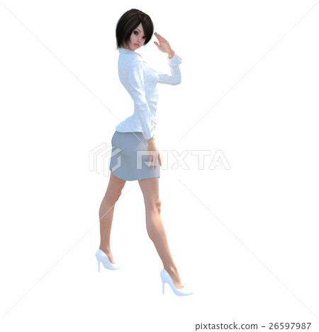 Saluting salute woman business woman perming3DCG illustrations material 26597987