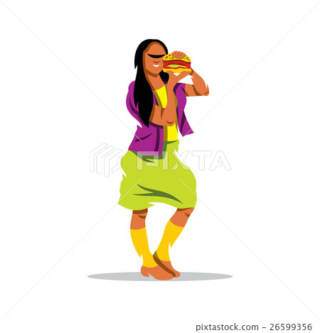 Vector Hungry Woman Cartoon Illustration. Vector Hungry Woman Cartoon Illustration. 26599356