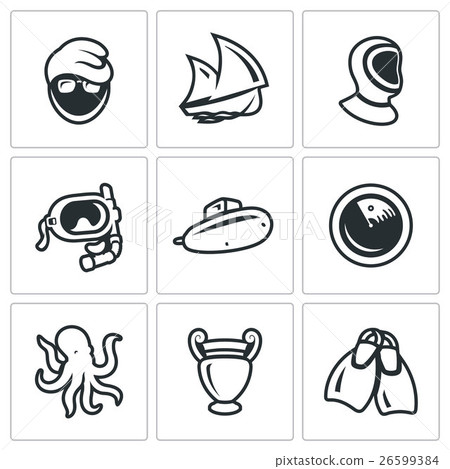 Vector Set of Diving Icons. Vector Set of Diving Icons. 26599384