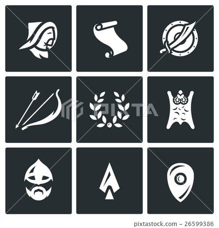 Vector Set of Mongol Tatar Yoke Icons.  26599386