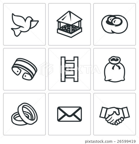 Vector Set of Dovecote Icons. Vector Set of Dovecote Icons. 26599419