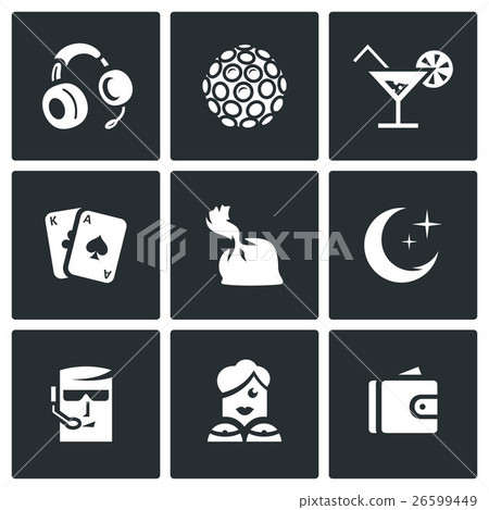 Vector Set of Night Club Icons.  26599449