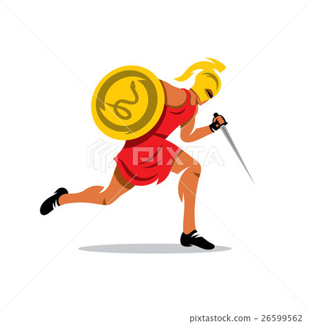 Vector Spartan Warrior Cartoon Illustration. 26599562
