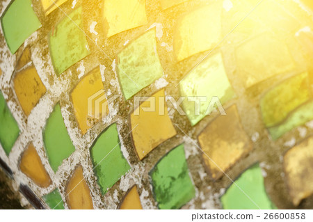Thai ancient dragon's scaly stucco and color glass Thai ancient dragon's scaly stucco and color glass 26600858
