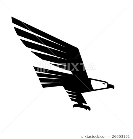 Black flying eagle with spread wings heraldic icon Black flying eagle with spread wings heraldic icon 26603191