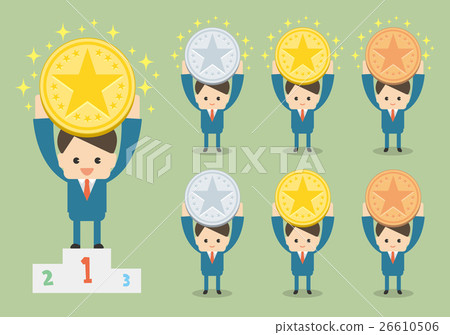 Businessman holding a medal Businessman holding a medal 26610506