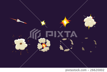 Explode effect animation with smoke. Rocket strike Explode effect animation with smoke. Rocket strike 26620802