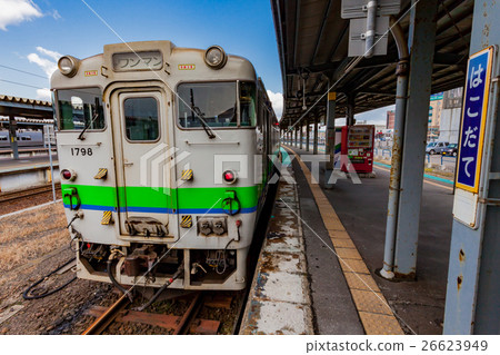 Donan Isasiri railroad "Kiha 40 Shinkansen" stopped at Hakodate Station 26623949