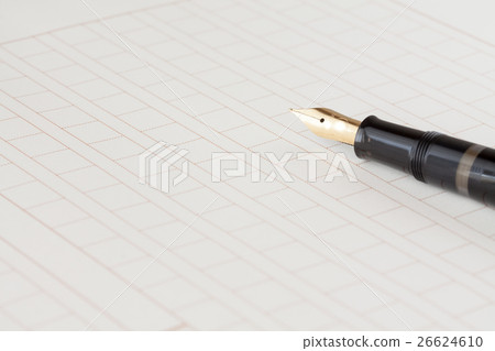 Vertical document paper and fountain pen 26624610