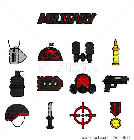 Military flat icons set Military flat icons set 26624635