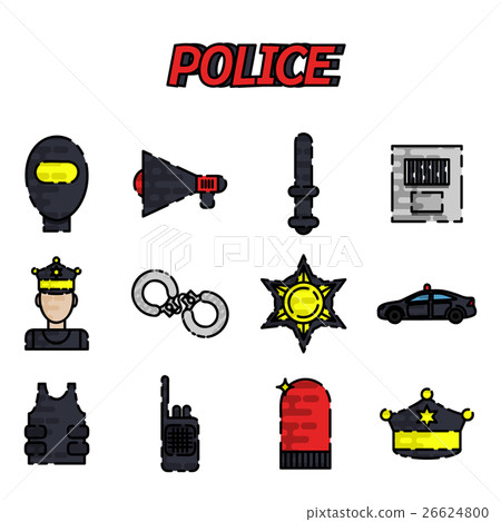 Police flat icon set 26624800