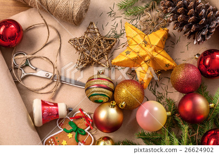 Christmas decorations closeup, prepare for winter Christmas decorations closeup, prepare for winter 26624902