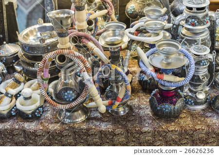 Traditional iranian market metal souvenires, lamps 26626236