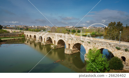 Roman bridge over Guadiana river in Merida Roman bridge over Guadiana river in Merida 26626402