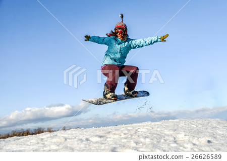 Girl jumping on the lake 26626589