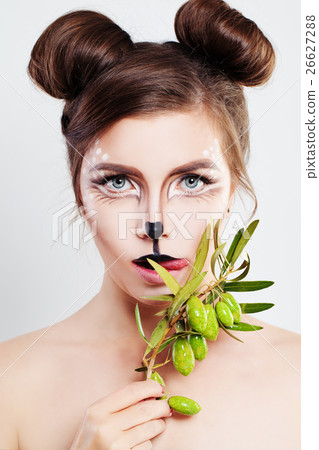 Carnival Characters Makeup. Cute Woman Animal 26627288