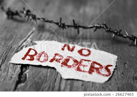 barbed wire and text no borders 26627465