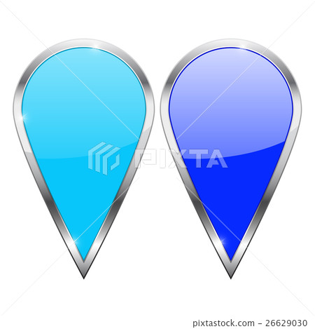 Location pin. Blue and turquoise icons with chrome 26629030
