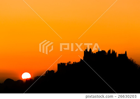 Castle silhouette at sundown Castle silhouette at sundown 26630203