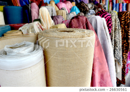 Fabric on rool for sale at the  textiles market 26630561