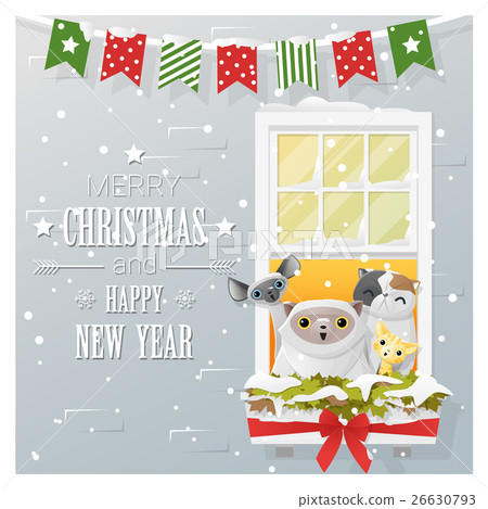 Merry Christmas and Happy New Year greeting card 26630793
