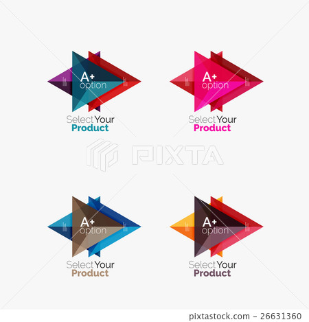 Set of triangle infographic layouts with text and 26631360