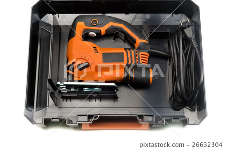 Electric jigsaw in plastic case. Electric jigsaw in plastic case. 26632304